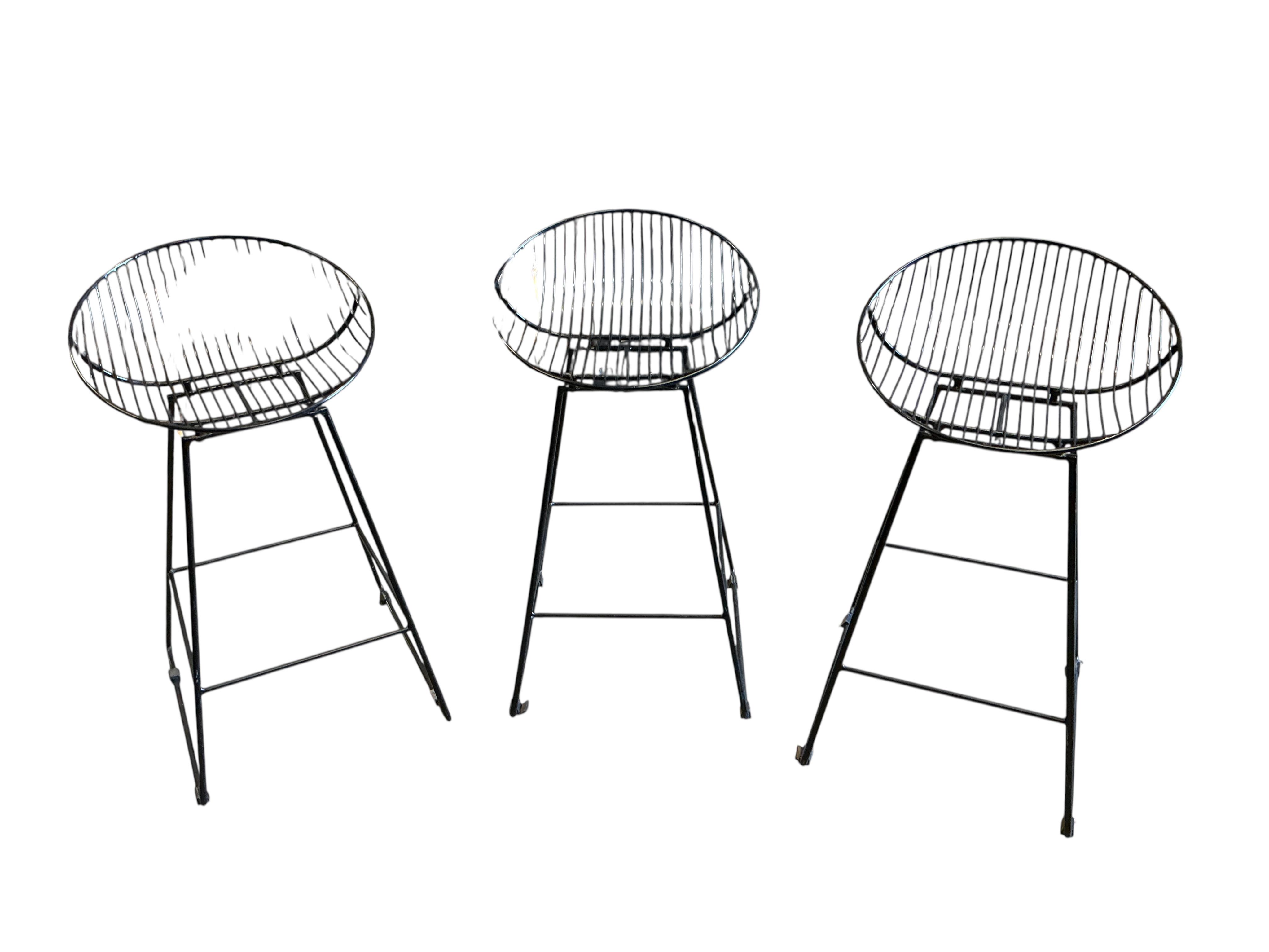 Three Contemporary wirework bar stools, height 84cm